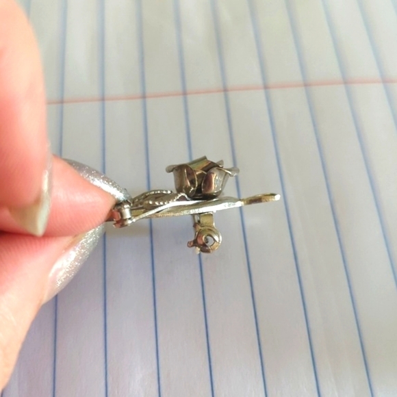 EUC Vintage Sterling Silver Pin Brooch Wishbone and Rhinestone - Picture 5 of 6